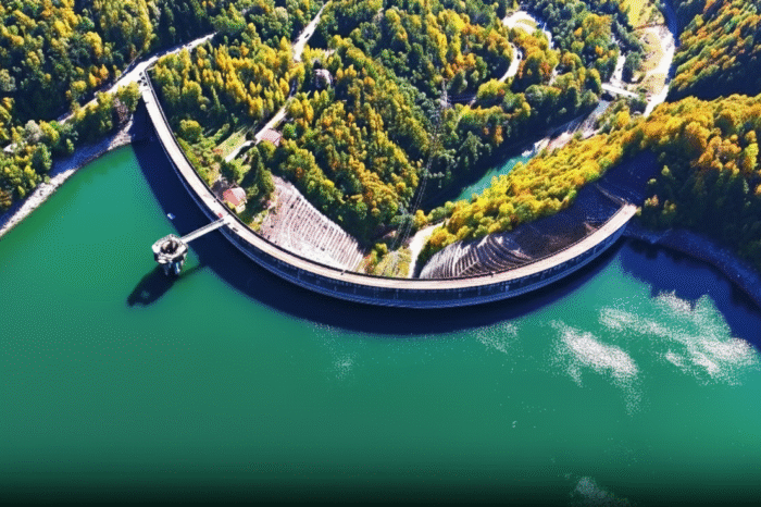 Lacul Paltinu cu apa turcoaz și pădurea